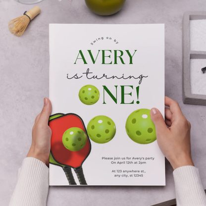 Pickleball Birthday Invitation Template - CreativeRino