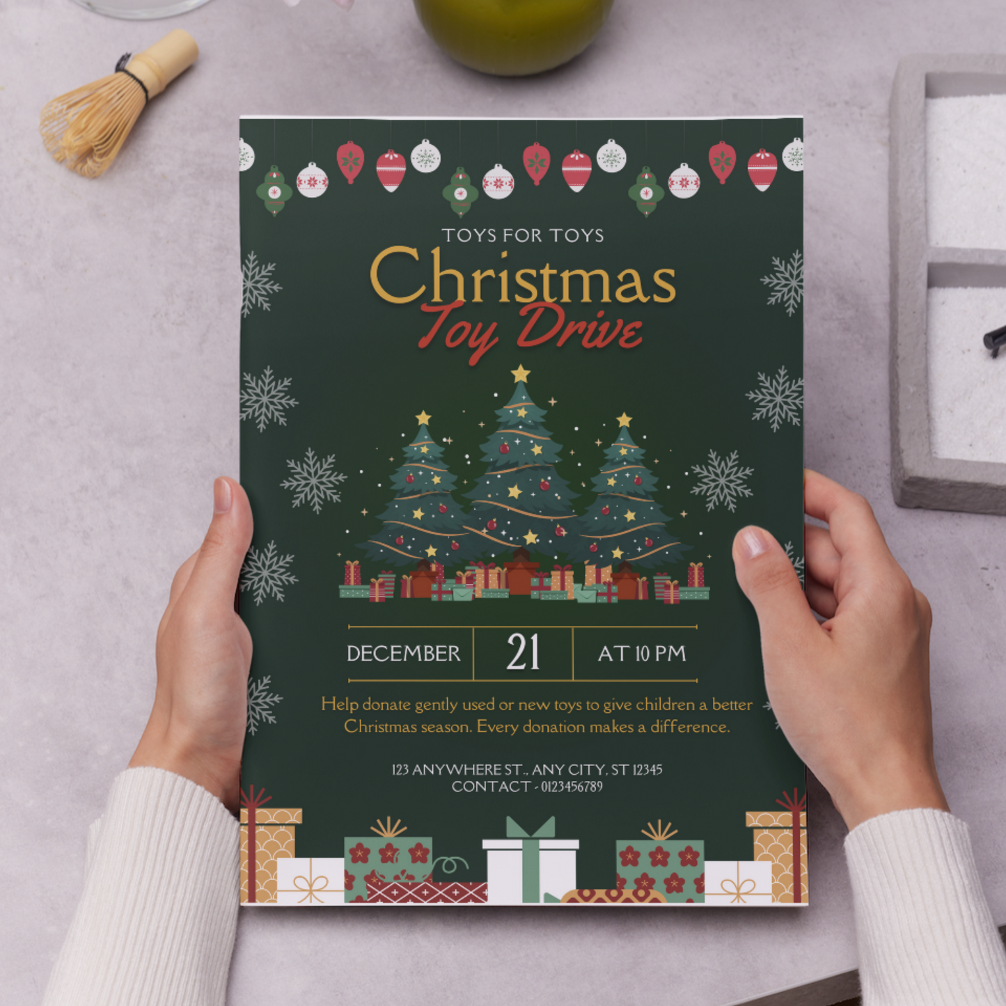 Christmas Toy Drive Flyer Template | Toy Drive Invitation