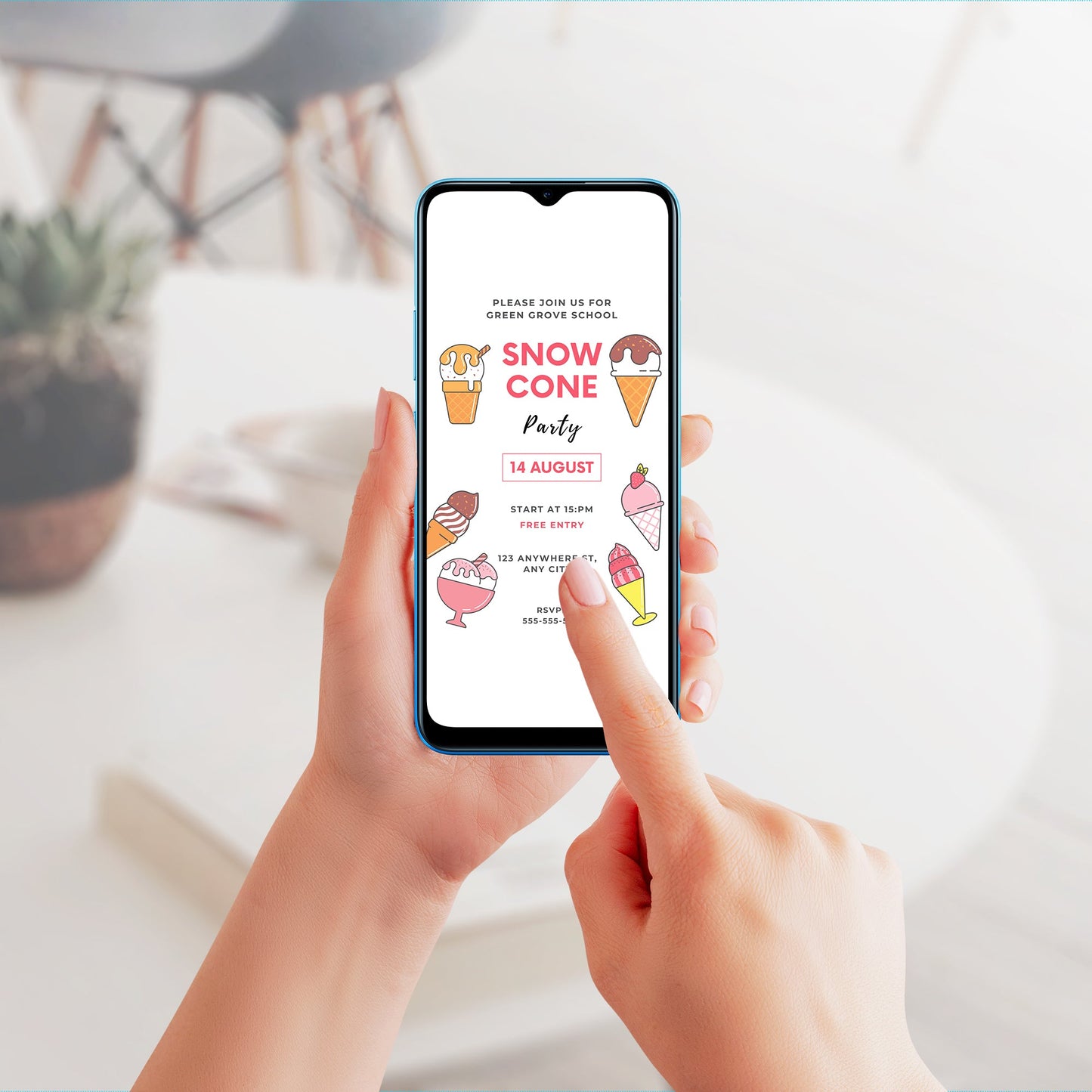 Snow Cone Party Invitation | Snow Cone Birthday Invite Canva Template CreativeRino