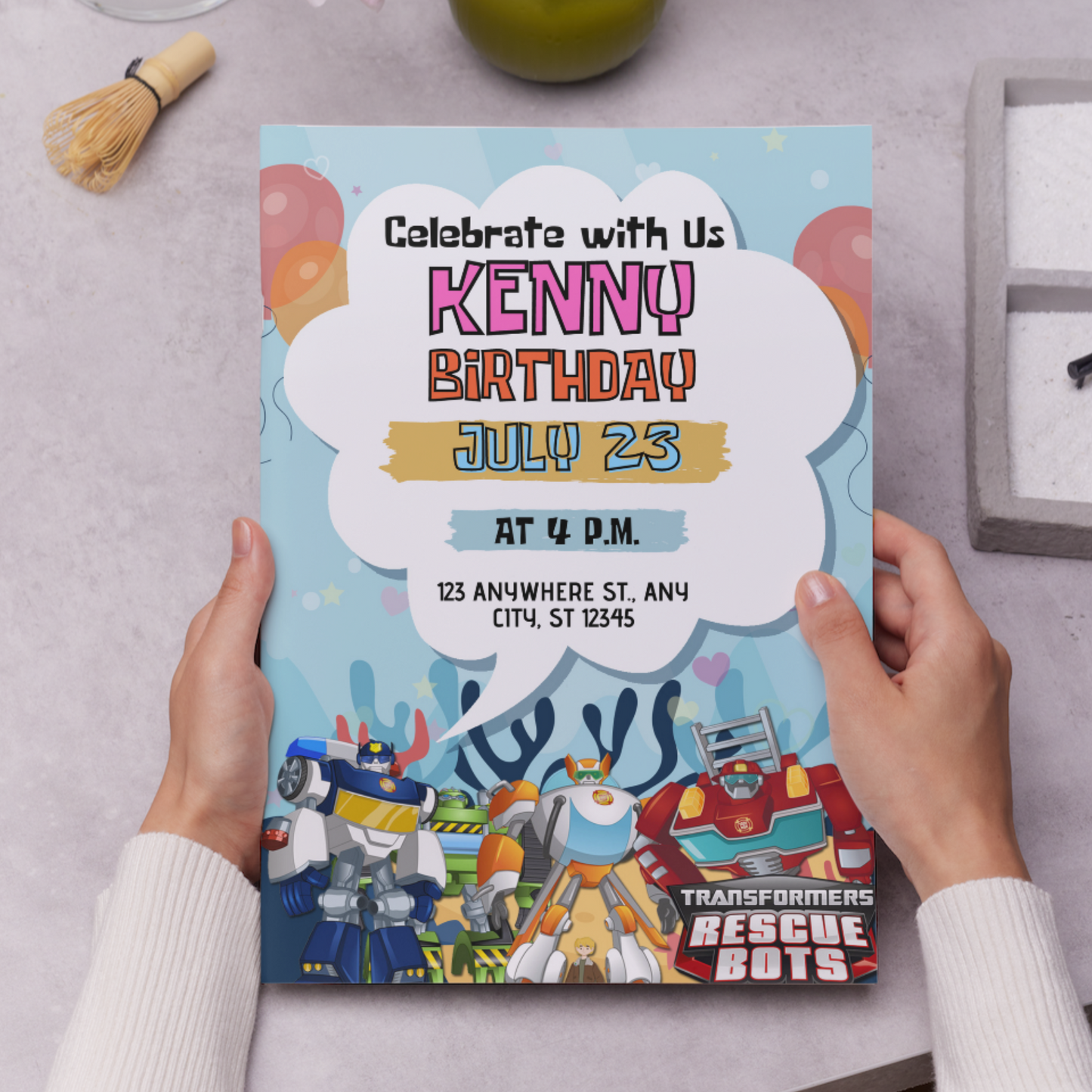 Rescue Bots Transformers Birthday Invitation Template