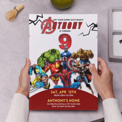Avengers Birthday Invitation Template | Superhero Invite - CreativeRino