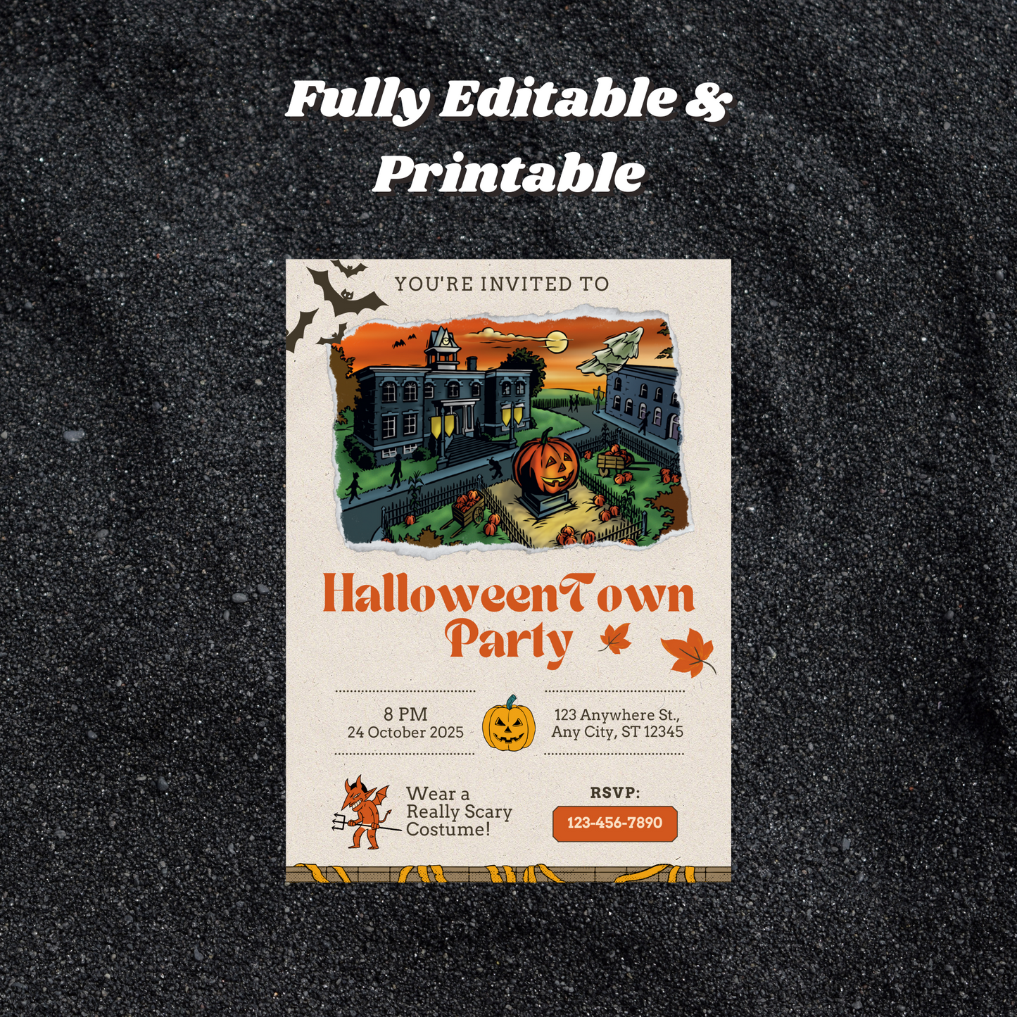 Halloweentown Party Invitation Template | Retro Halloweentown University Est 1998