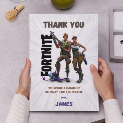 Fortnite Game Thank You Card Template - CreativeRino