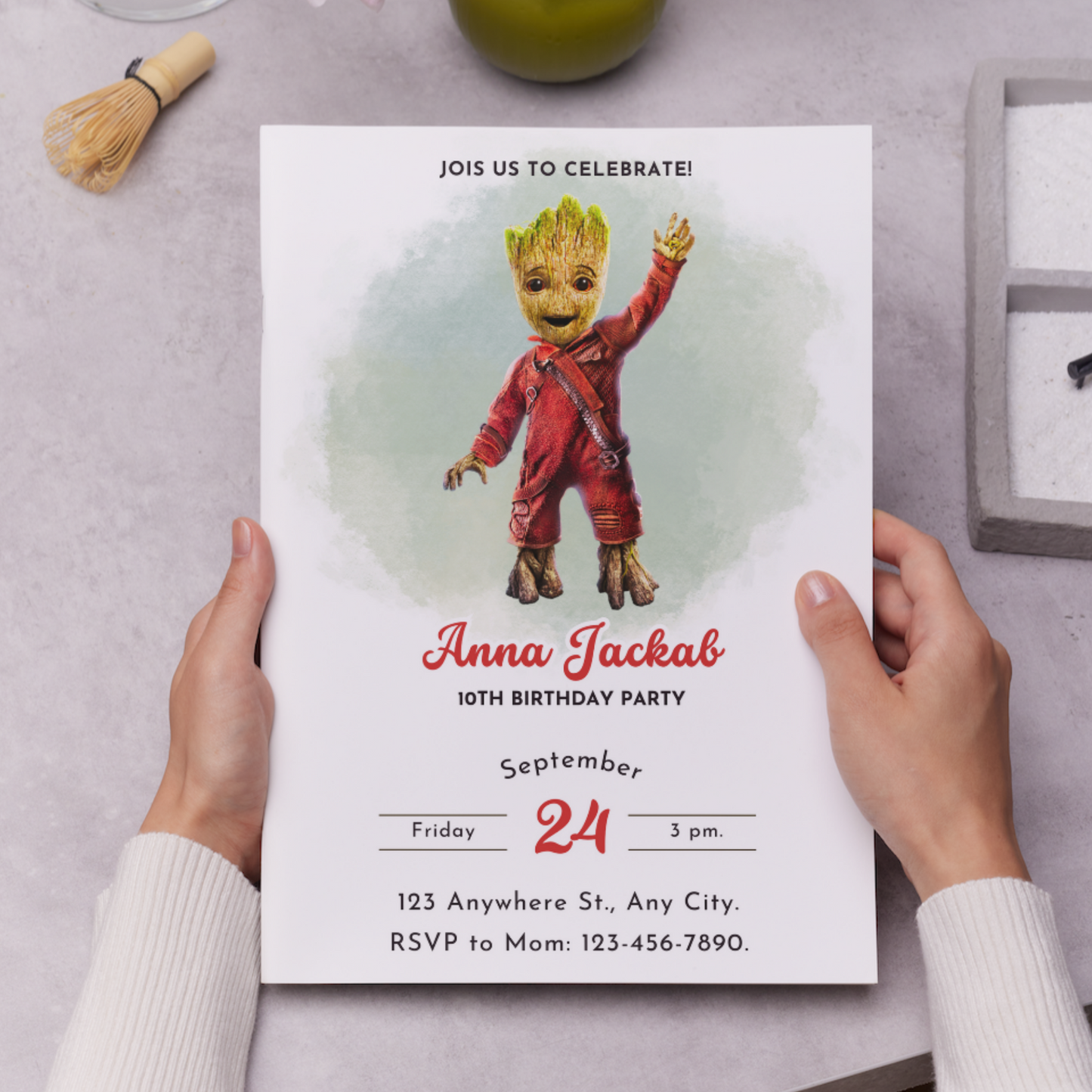 Baby Groot Birthday Invitation Template