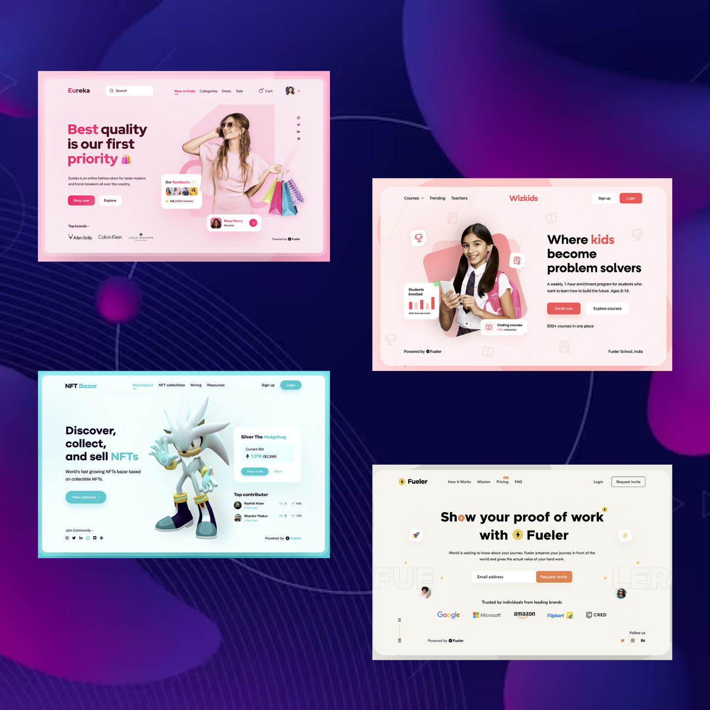 17 Figma UI Design Template Bundle | NFT Mental Health Online Classes Cleaner Mechanics Garden Store Figma Website Template