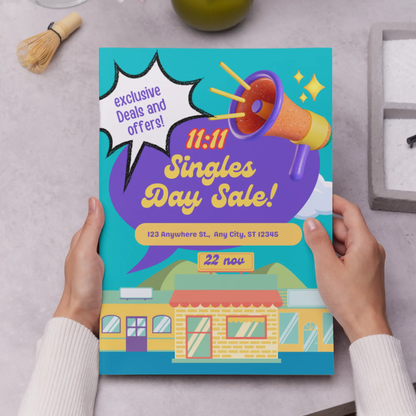 Singles Day Sale Invitation Flyer Template - CreativeRino