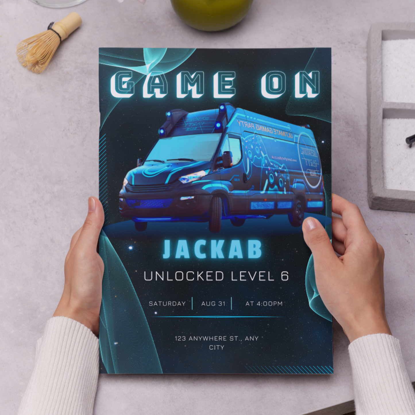 Game Truck Gaming Birthday Invitation Template