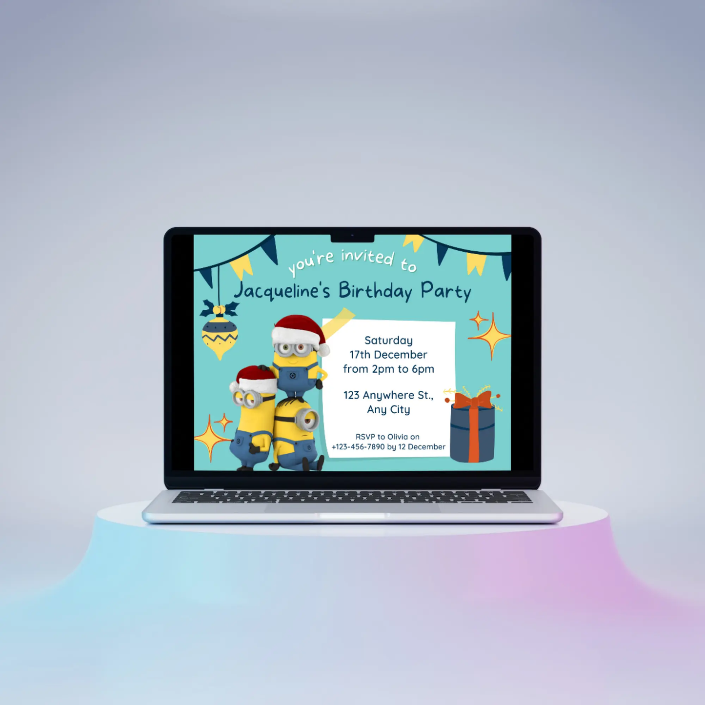 Minions Christmas Birthday Invitation Template - CreativeRino