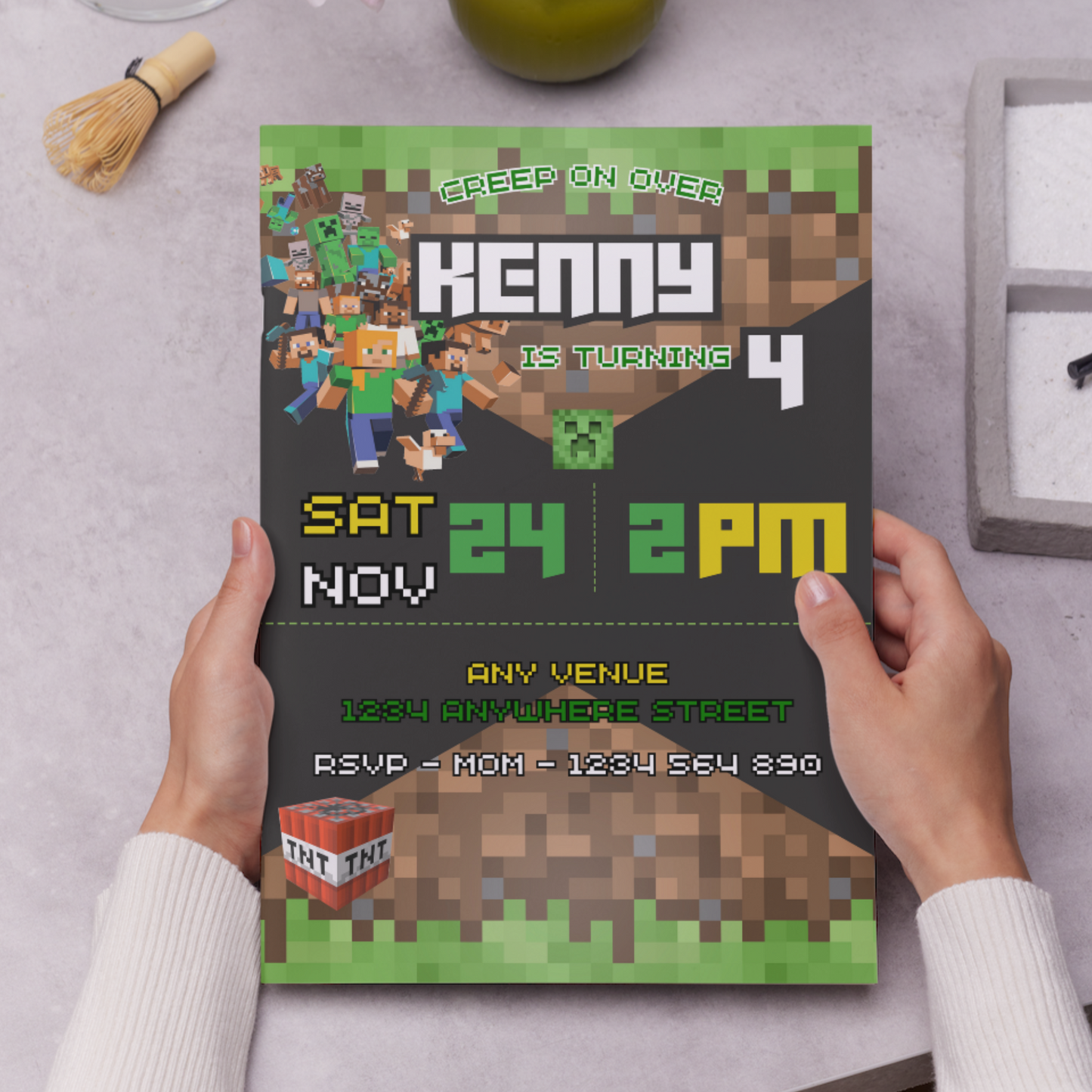 Minecraft Birthday Invitation Template