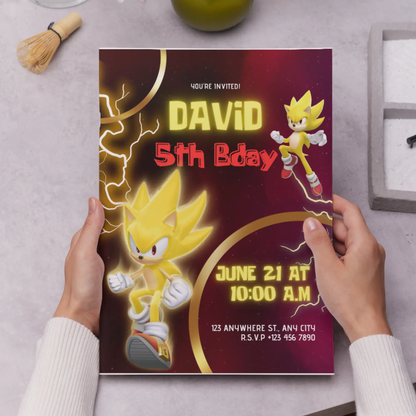 Super Sonic Birthday Invitation Template - CreativeRino
