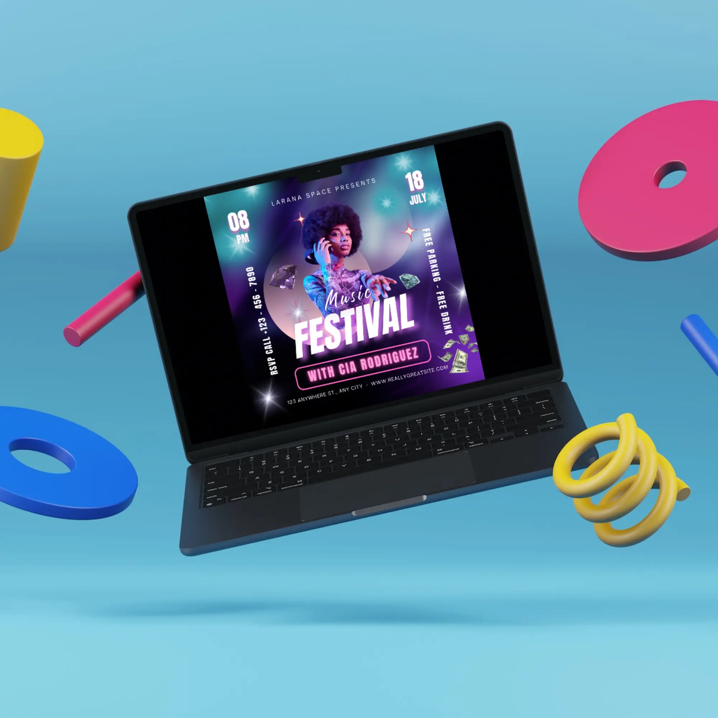 Music Festival Club Flyer Template | Black Friday DJ Party Social Media Flyer - CreativeRino