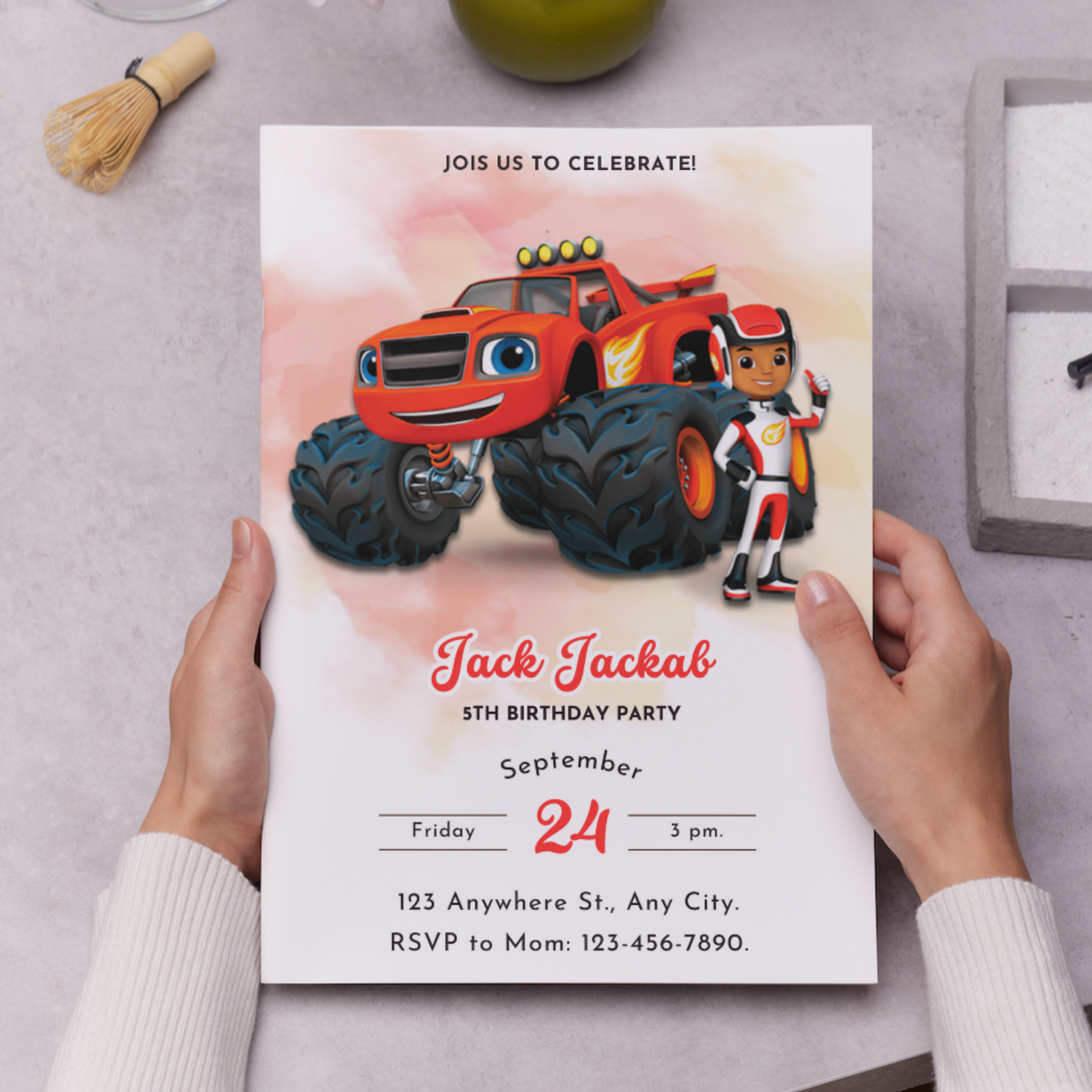 Blaze and the Monster Machines Birthday Invitation Template