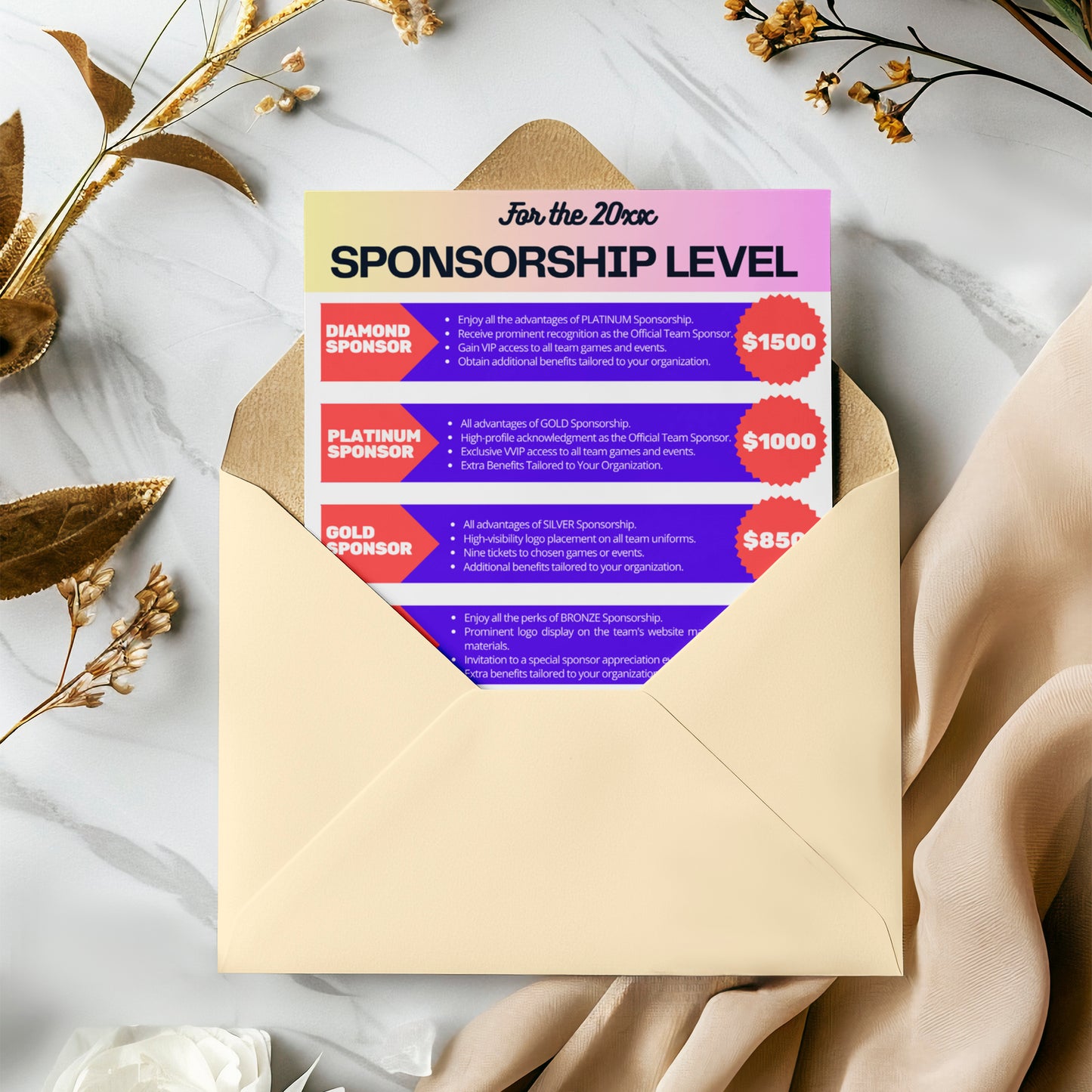 Sponsorship Level Flyer Template | Club Sponsorship Level Flyer