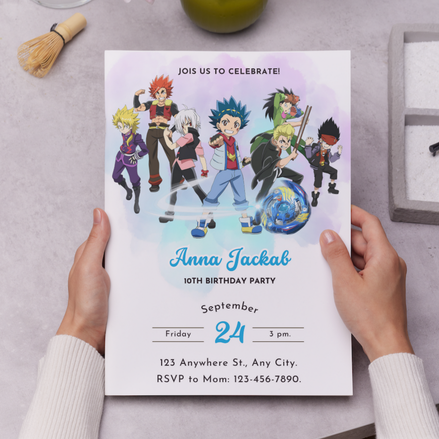 Beyblade Birthday Invitation Template