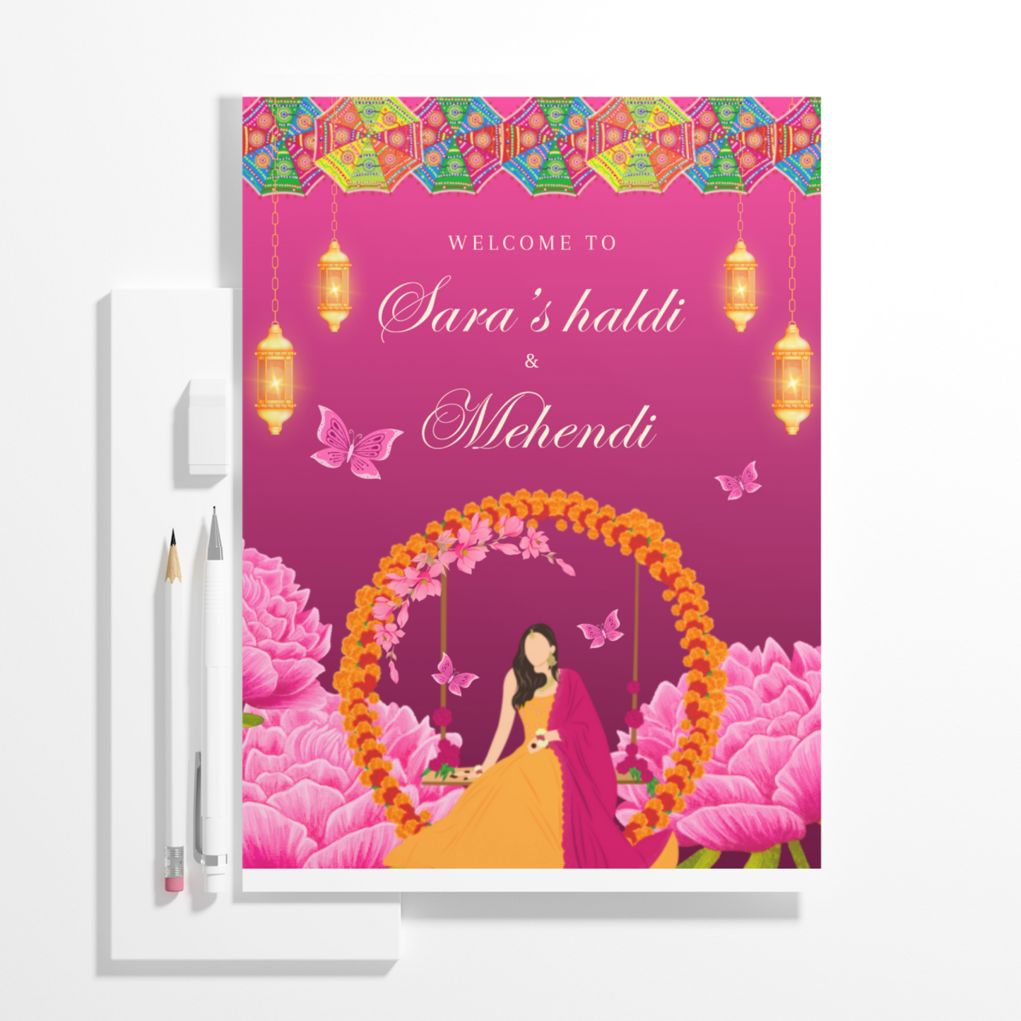 Mehndi Sign Template | Indian Wedding Welcome Sign