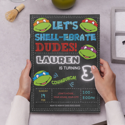 Teenage Mutant Ninja Turtles Birthday Invitation Template - CreativeRino