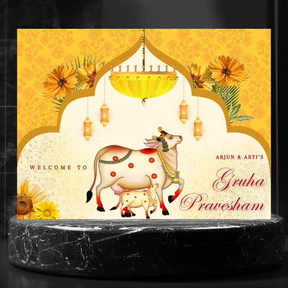 Gruhapravesham Welcome Sign Template | Indian Housewarming Welcome Sign - CreativeRino