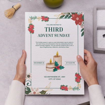 Advent Invitation Template | Advent Celebration Party Invite - CreativeRino