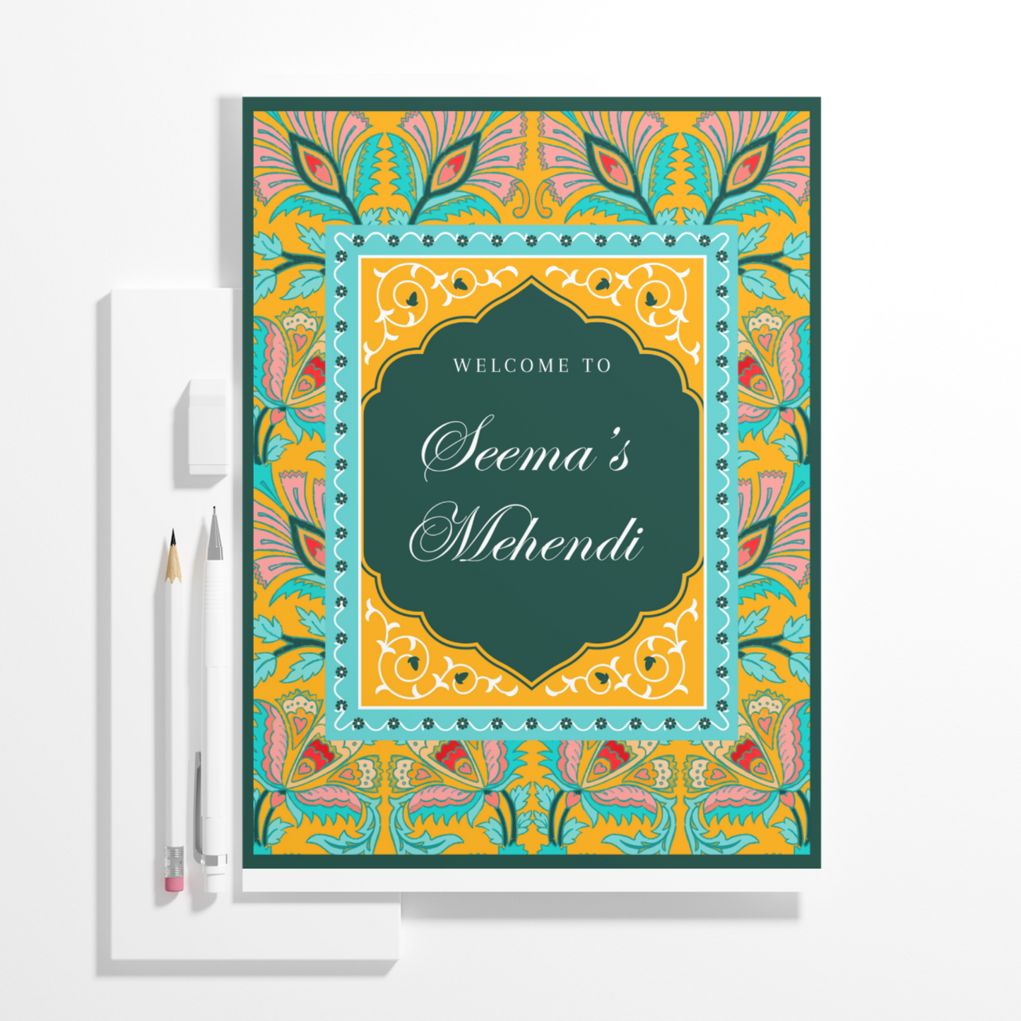 Mehndi Sign Template | Indian Wedding Welcome Sign