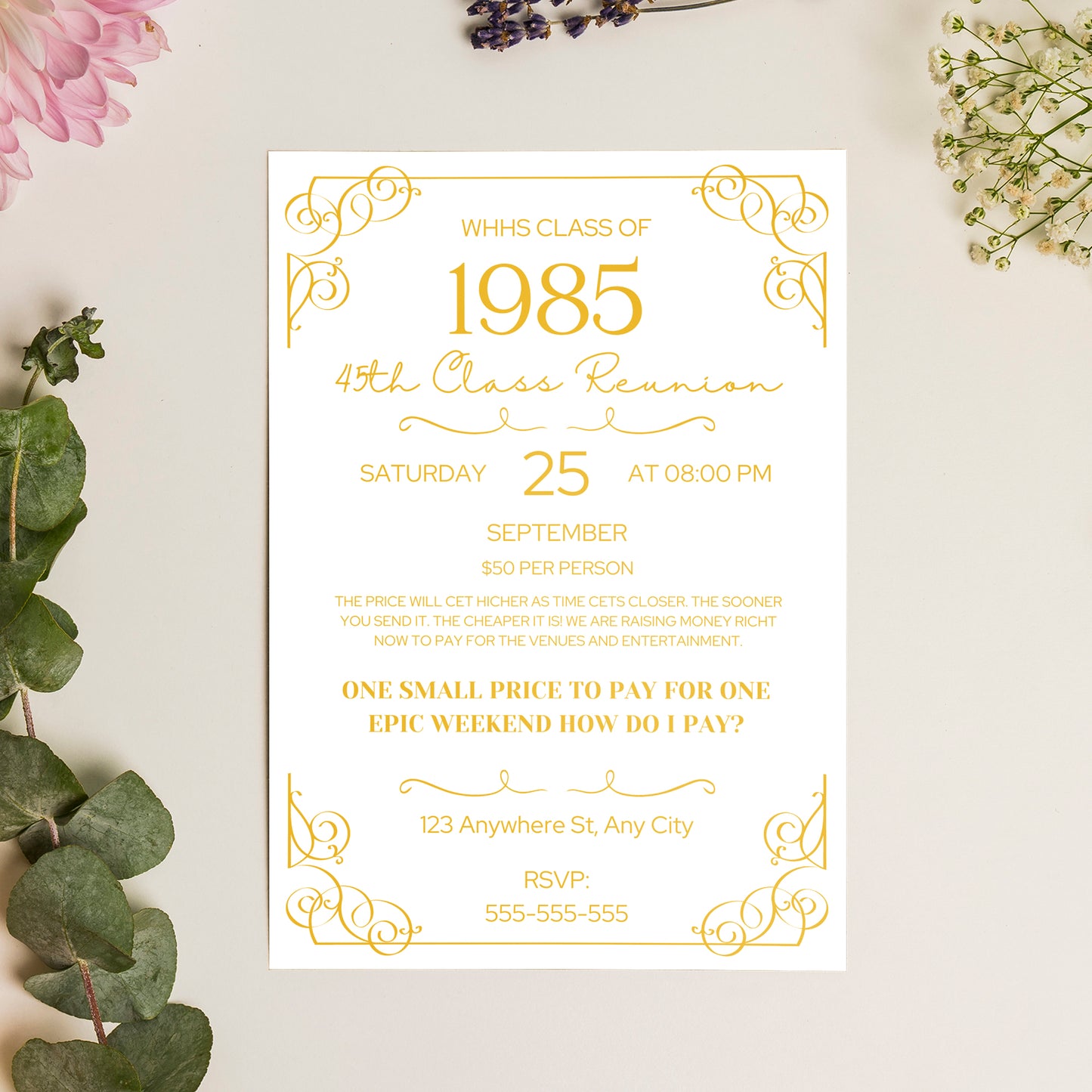 Class Reunion Flyer Template | High School Reunion Invitation