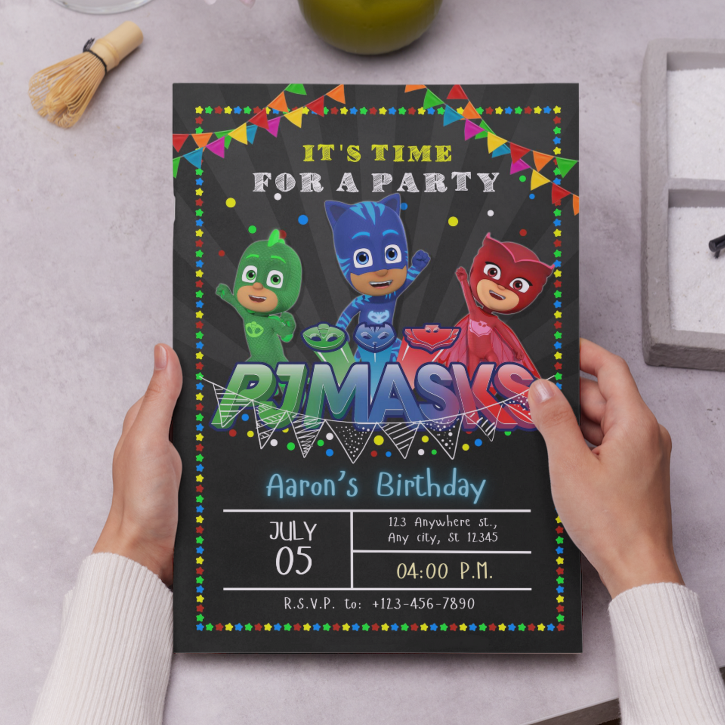 PJ Masks Birthday Invitation Template