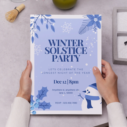 Winter Solstice Party Invitation Template - CreativeRino