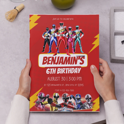 Power Rangers Birthday Invitation Template - CreativeRino