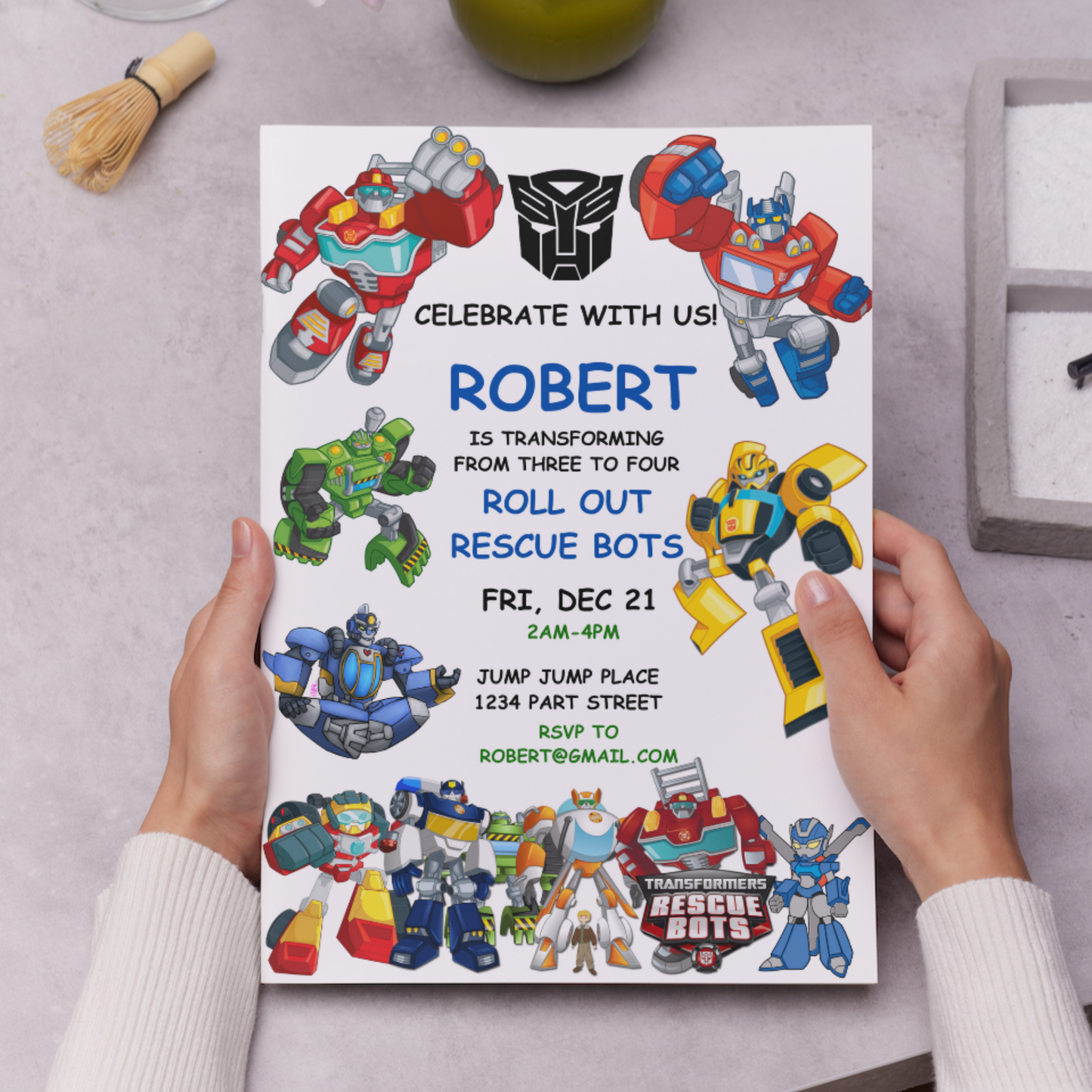 Rescue Bots Transformer Birthday Invitation Template