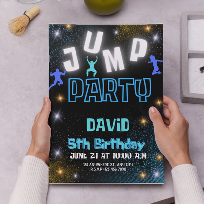 Jump Birthday Party Invitation Template - CreativeRino