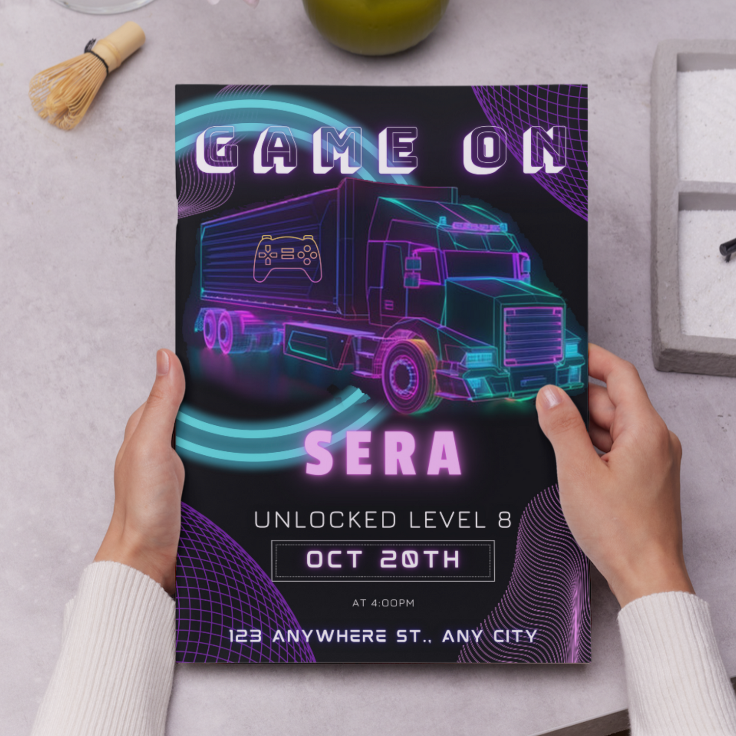 Game Truck Gaming Birthday Invitation Template