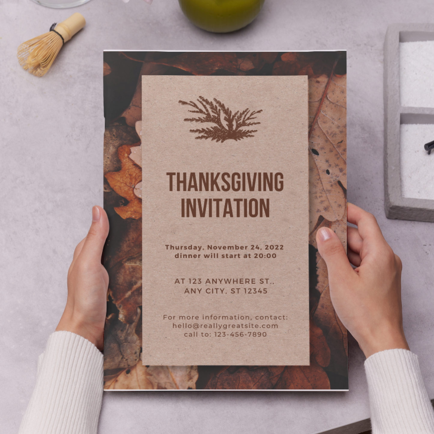 Retro Minimalist Thanksgiving Invitation Template