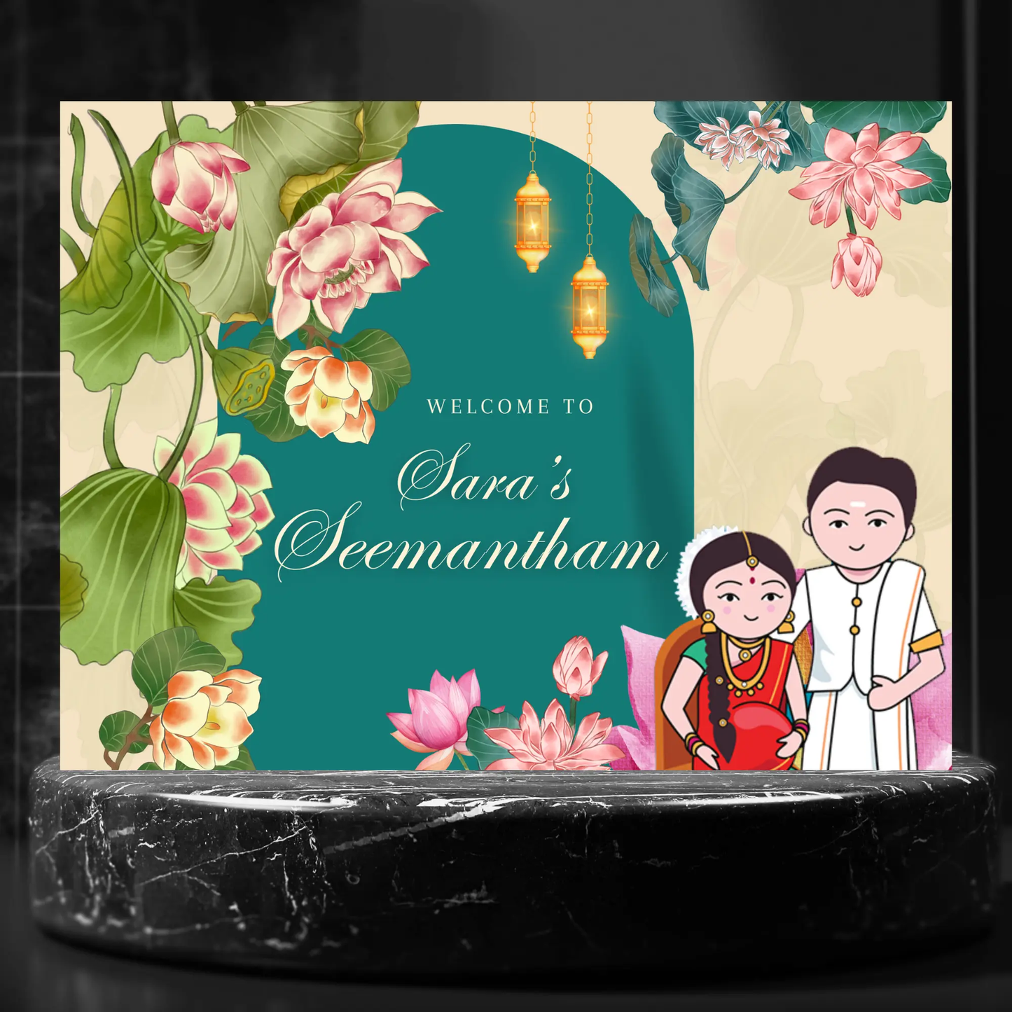 Seemantham Ceremony Sign Template | Indian Baby Shower Welcome Sign - CreativeRino