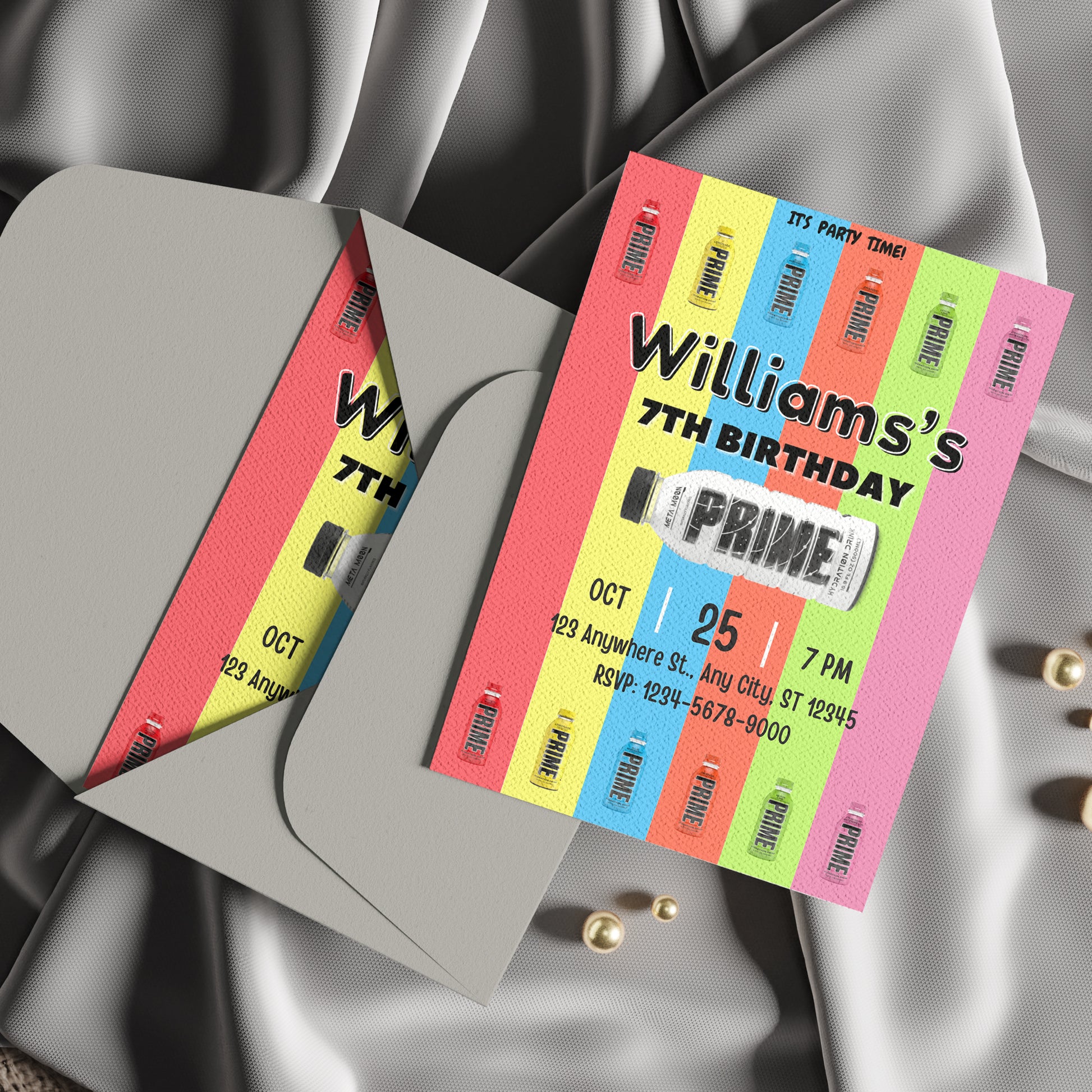 Prime Energy Drink Birthday Invitation Template - CreativeRino