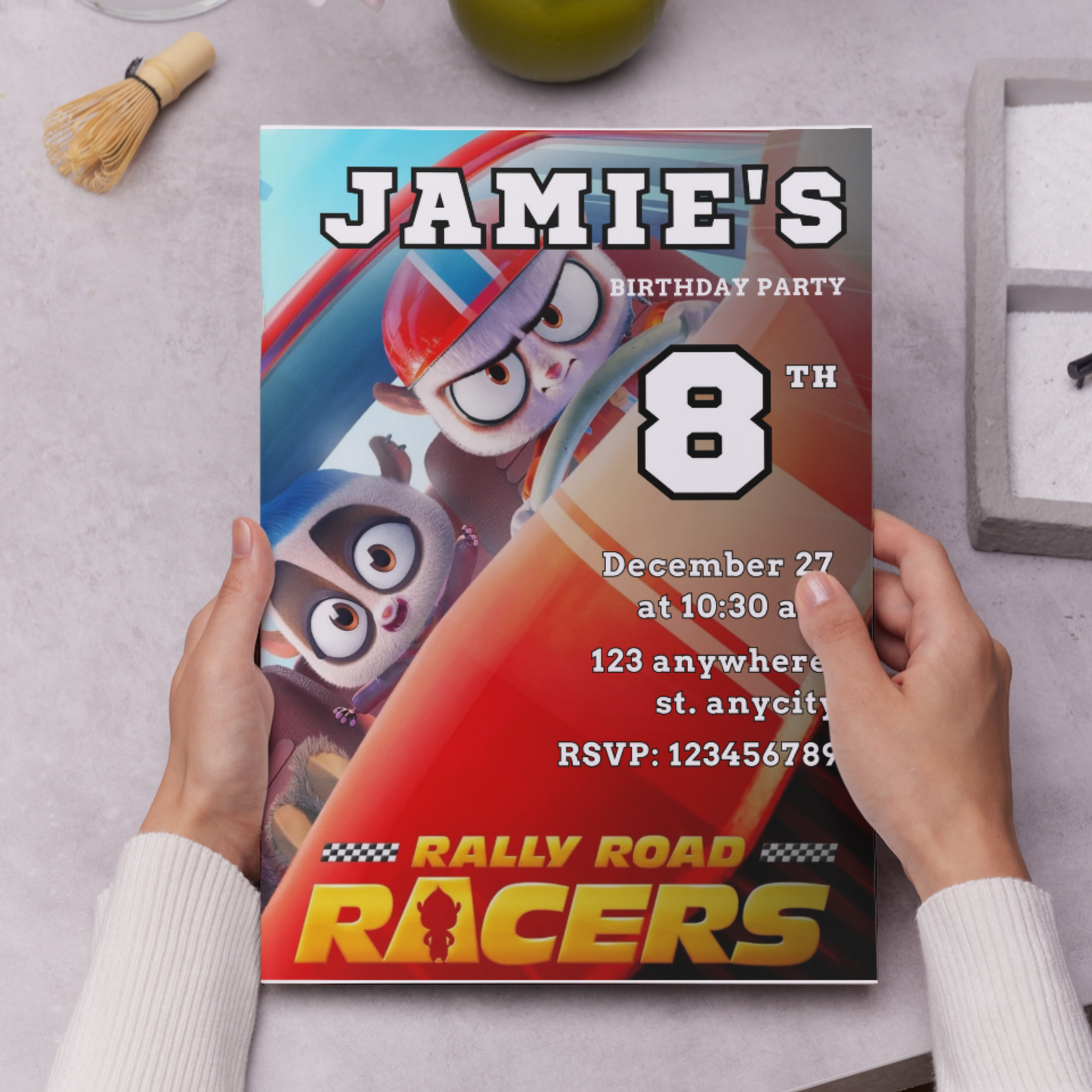 Rally Road Racers Birthday Invitation Template