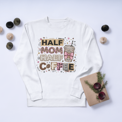 Half Mom Half Coffee PNG – Funny Mom Life Sublimation Design, Coffee Lover Mom Digital Download CreativeRino