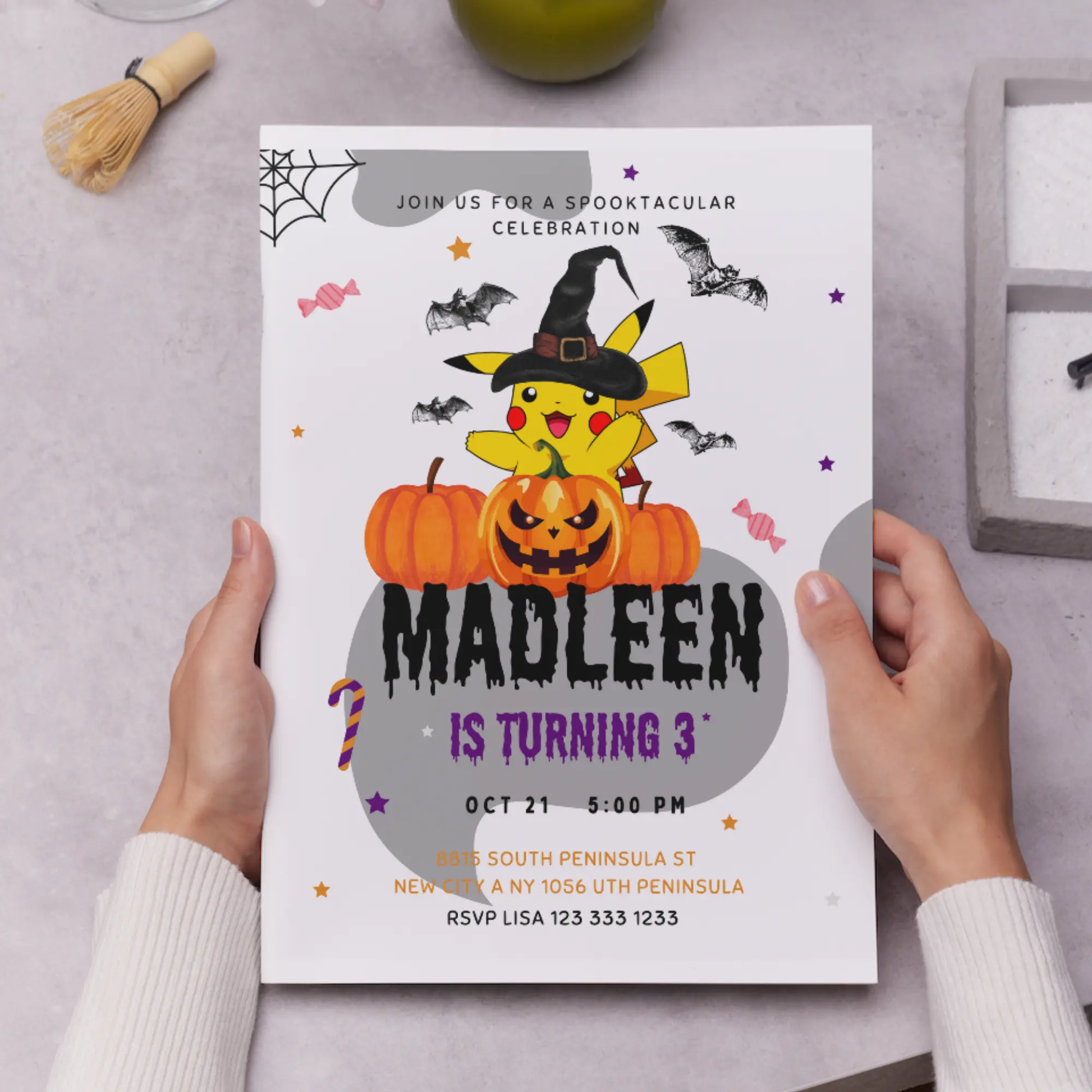 Pokemon Birthday Halloween Party Invitation Template - CreativeRino