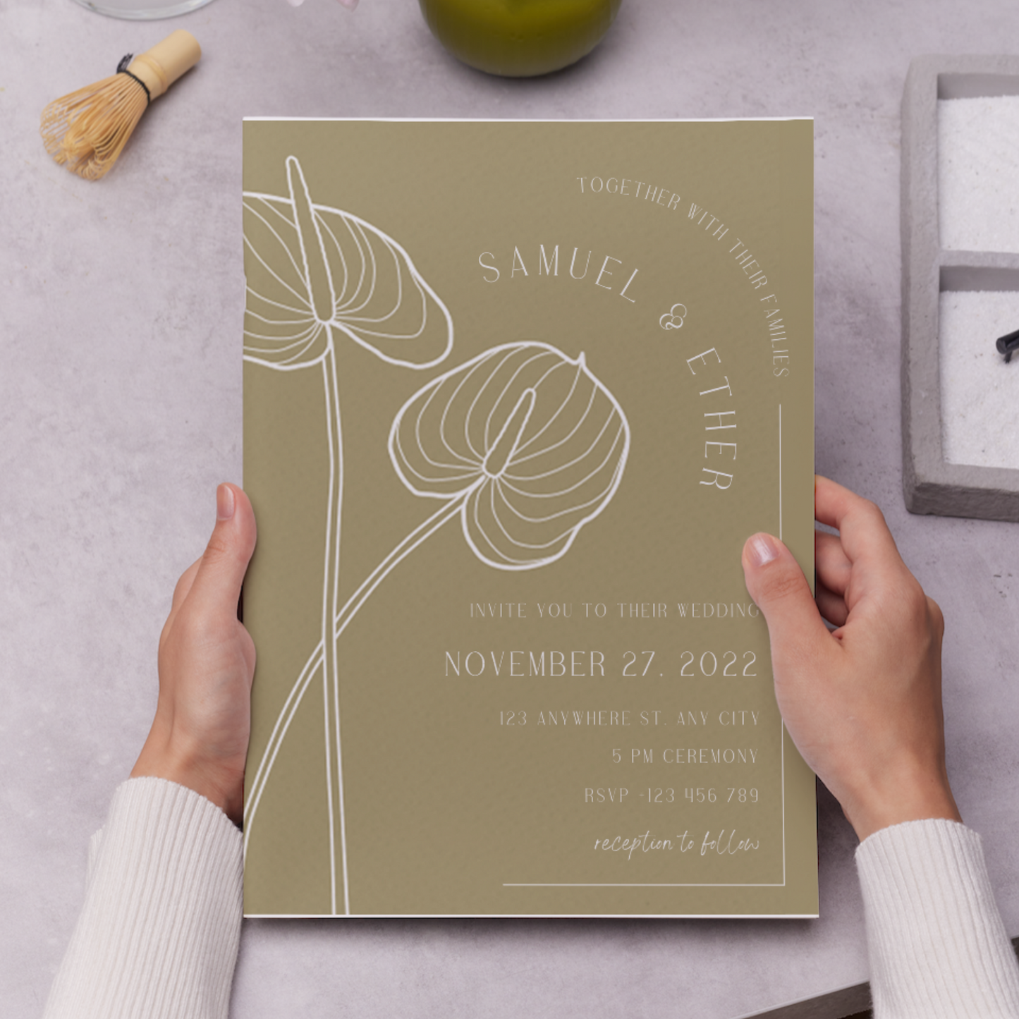 Anthurium Wedding Invitation Template