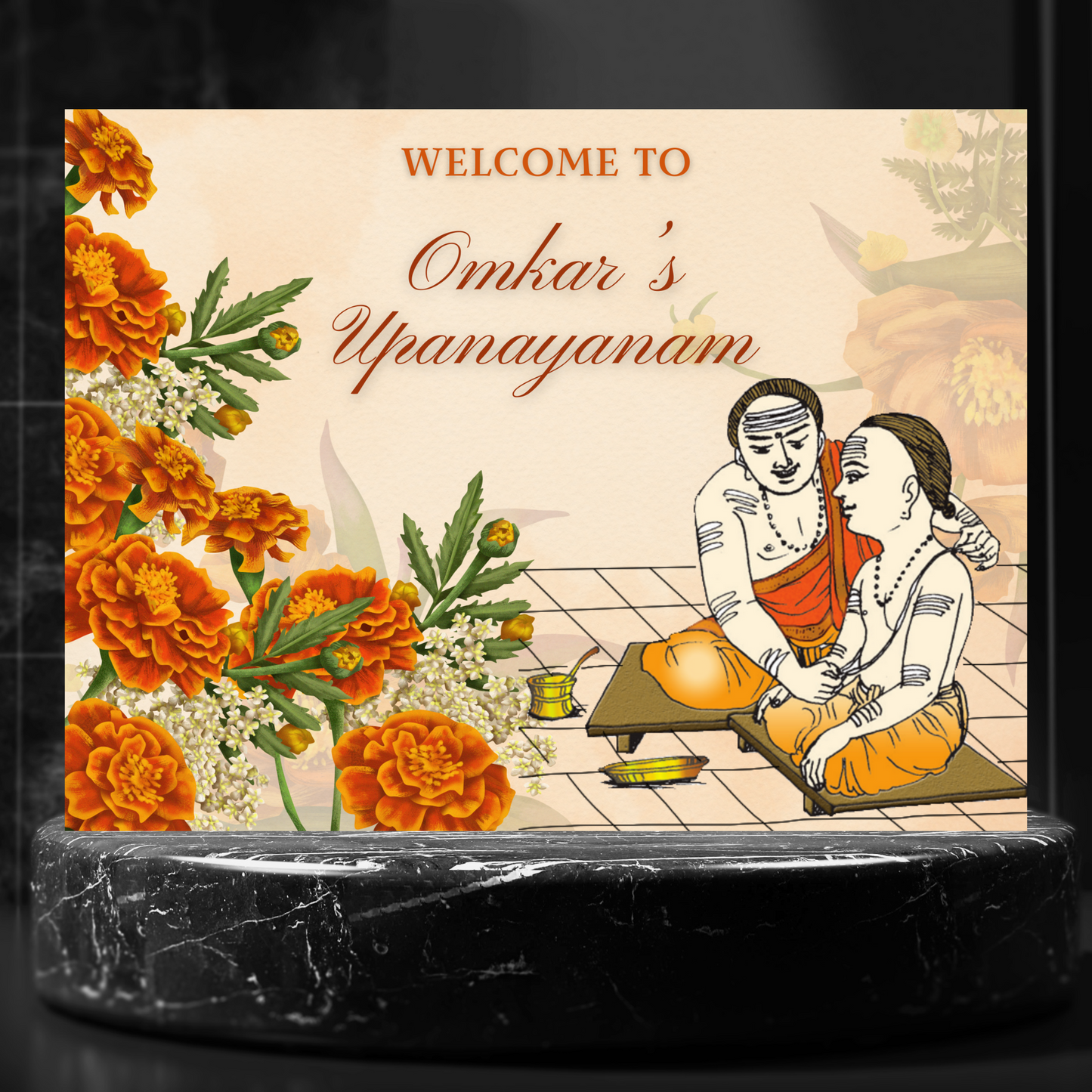 Upanayanam Ceremony Sign Template | Janeau Thread Ceremony Welcome Sign