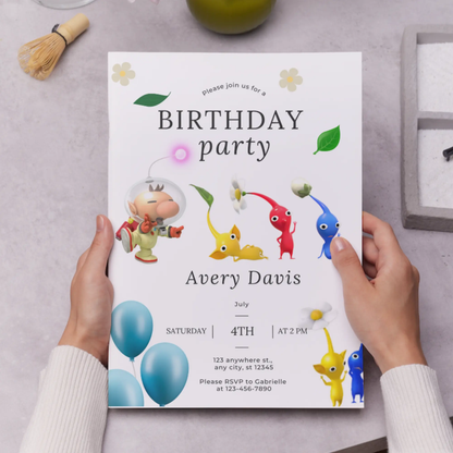 Pikmin Birthday Invitation Template - CreativeRino