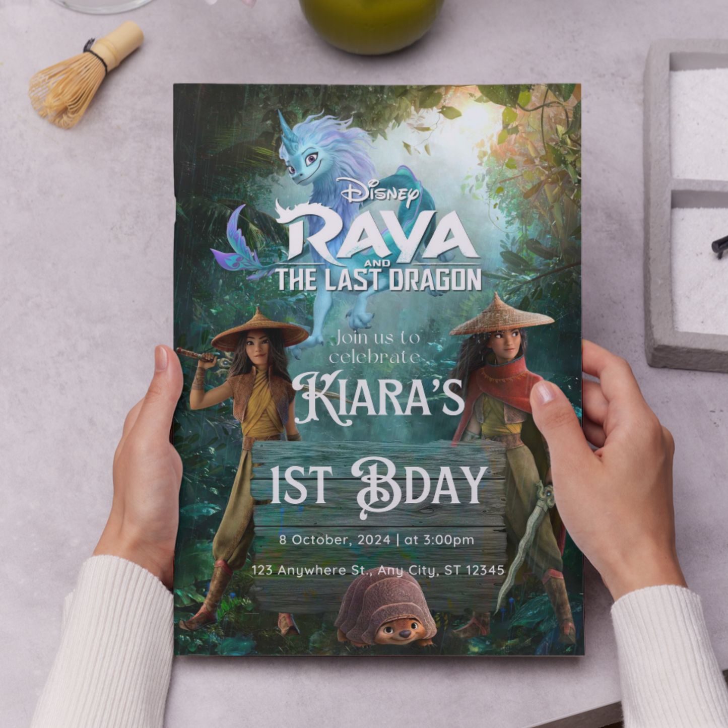 Rava and the last Dragon Birthday Invitation Template