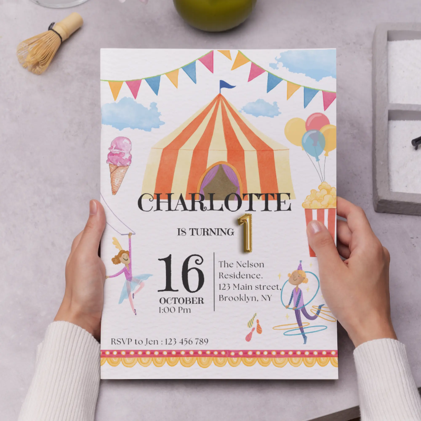 Circus Carnival Birthday Invitation Template - CreativeRino