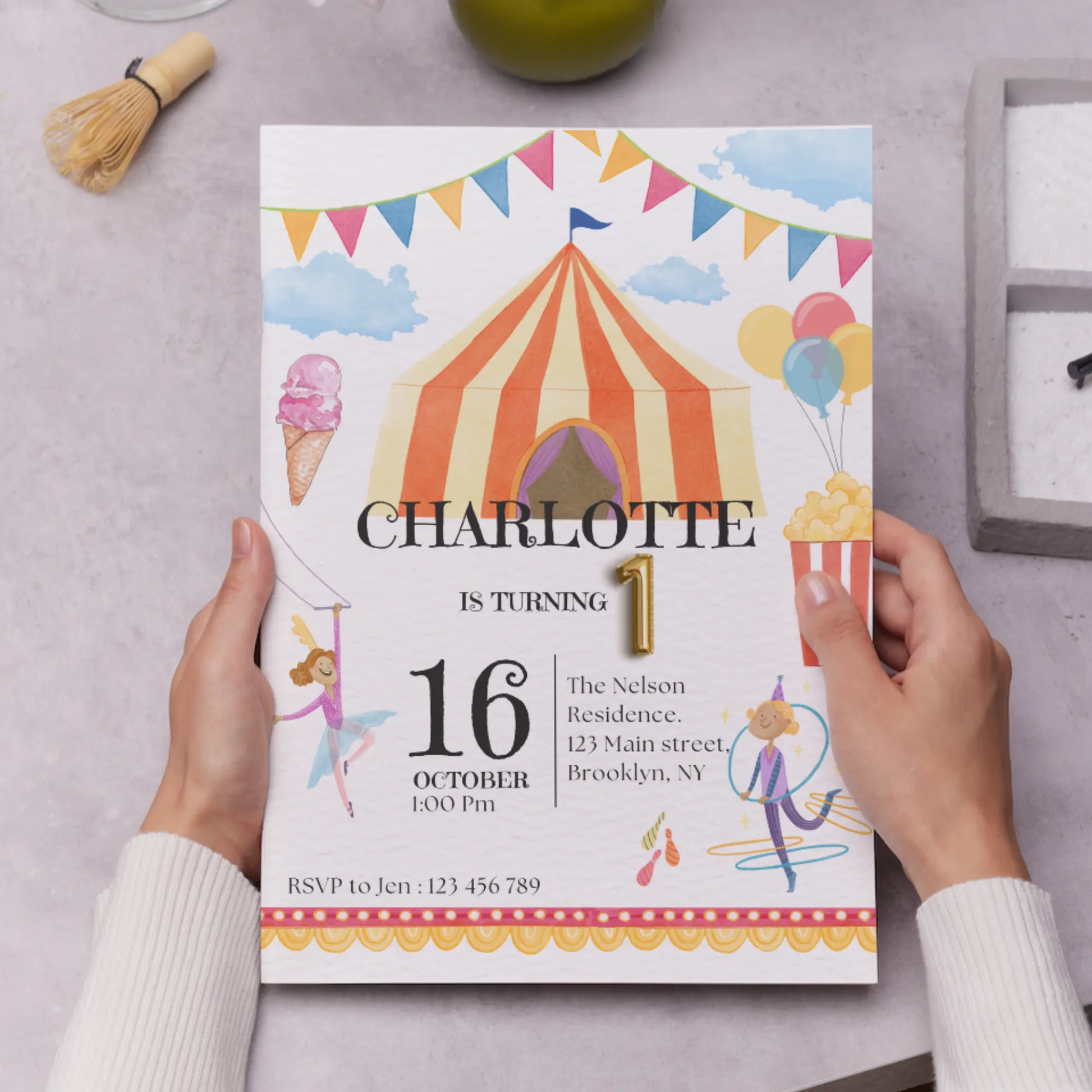 Circus Carnival Birthday Invitation Template - CreativeRino