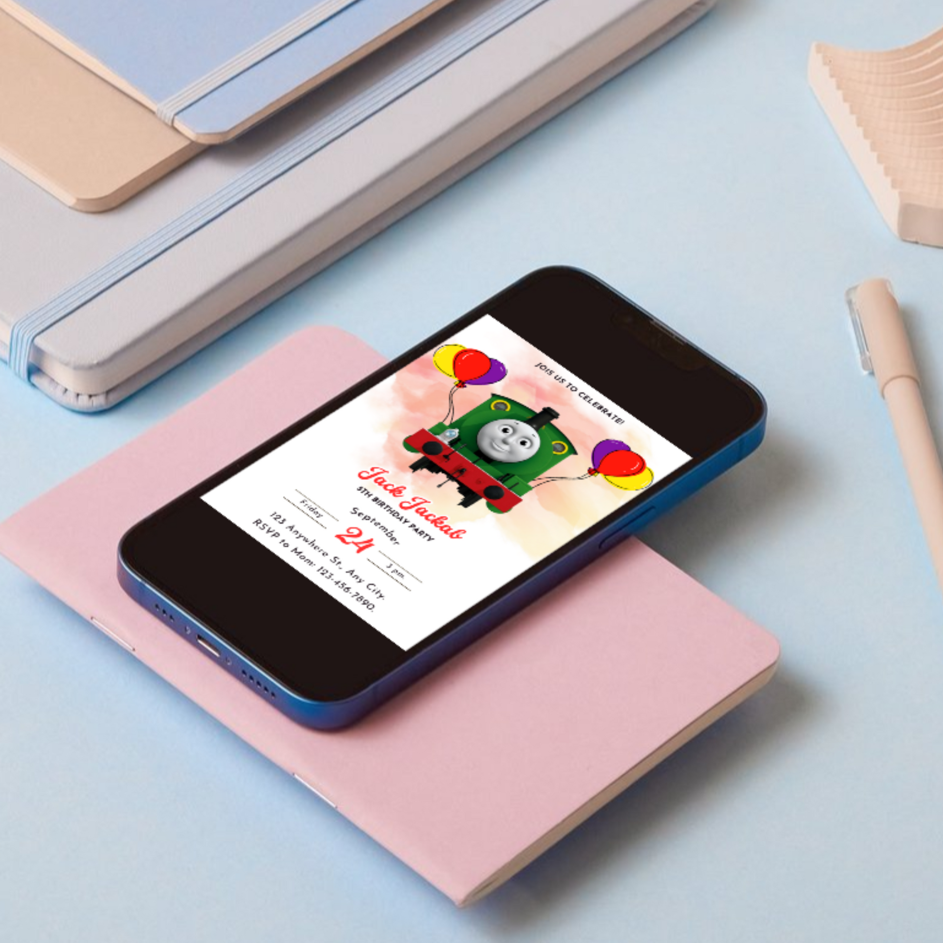Percy the Train Birthday Invitation Template - CreativeRino