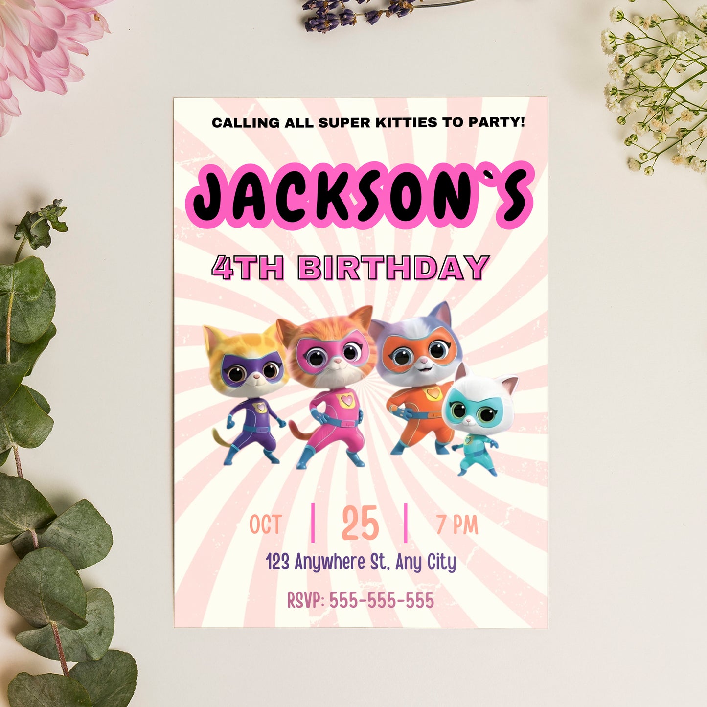 Superkitties Birthday Invitation Template