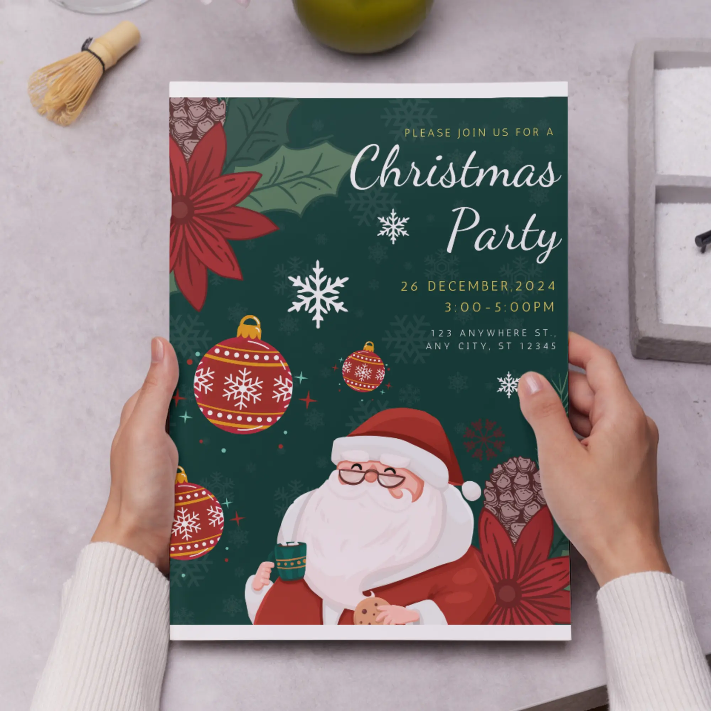 Santa Claus Christmas Party Invitation Template - CreativeRino
