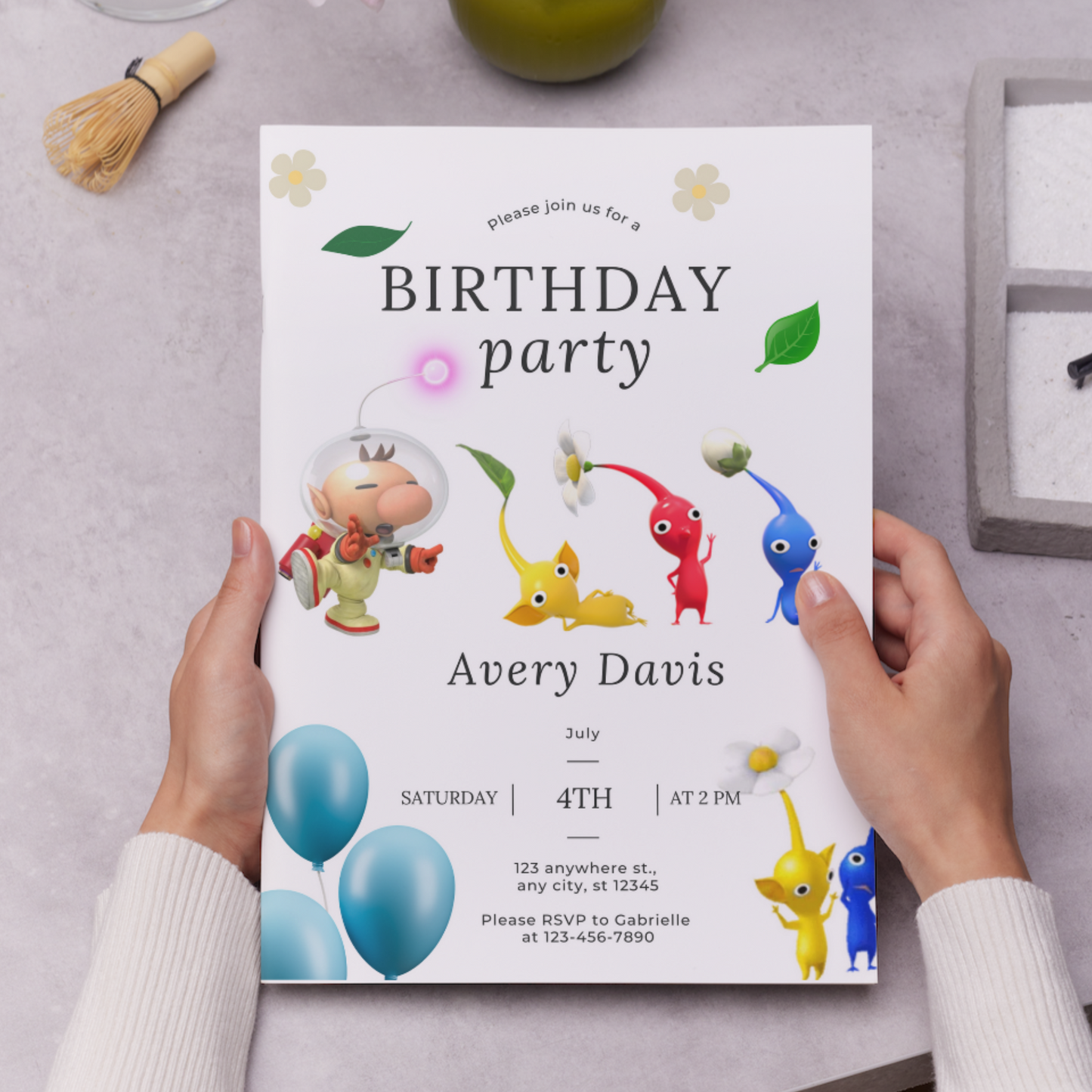 Pikmin Birthday Invitation Template