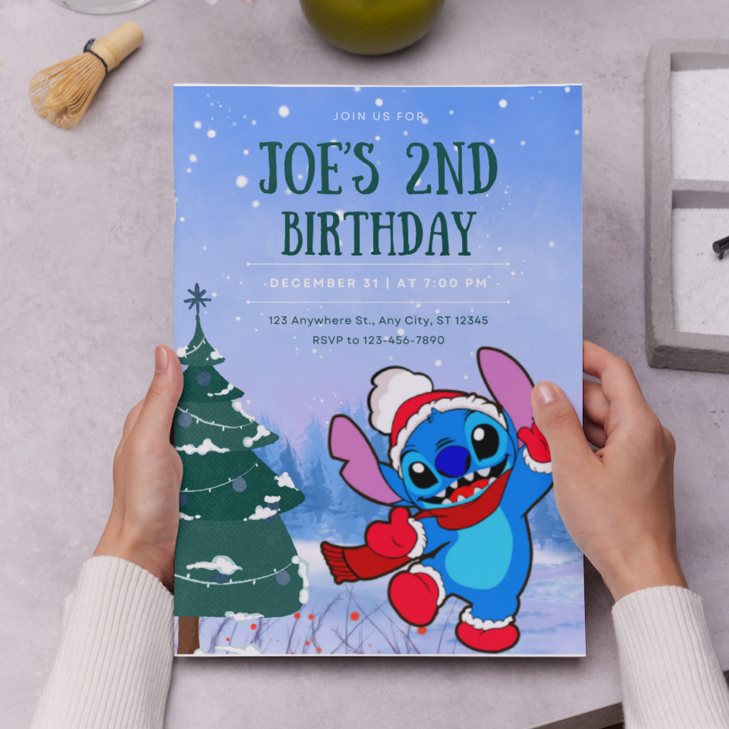 Stitch Christmas Birthday Invitation Template