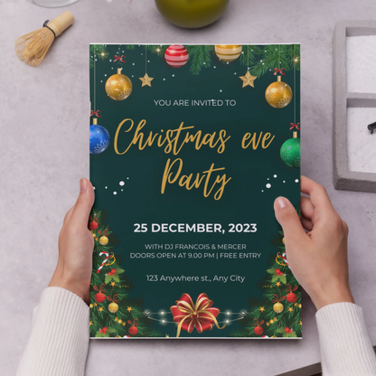 Christmas Eve Party Invitation Template - CreativeRino