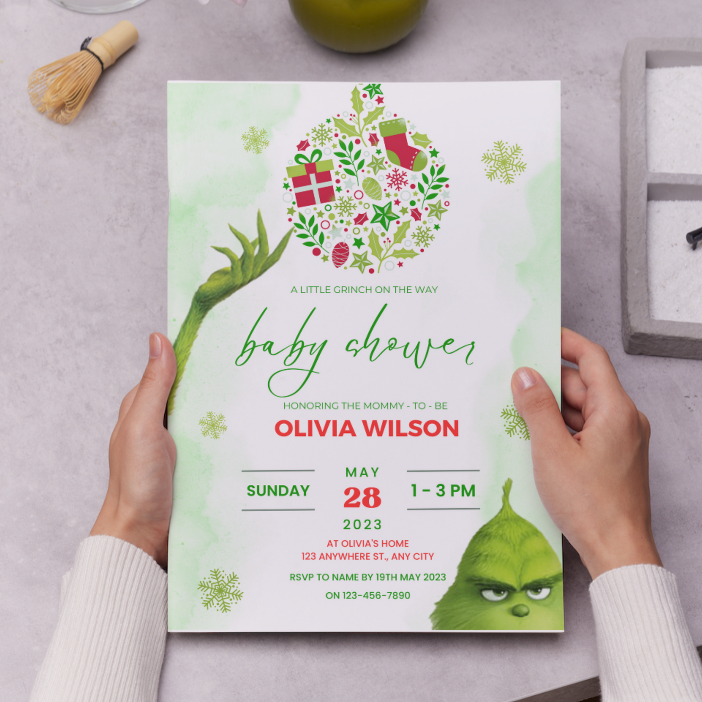 Grinch Baby Shower Invite Template | Grinchmas Whoville Baby Shower Invitation