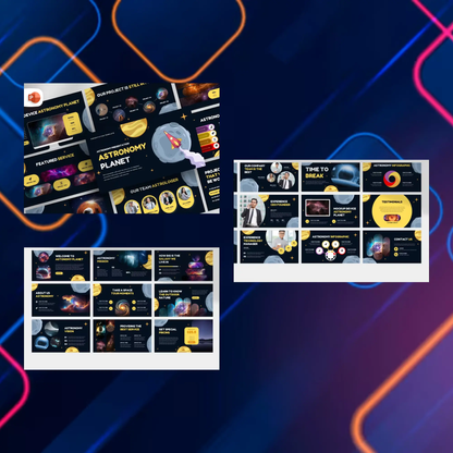 3 Astronomy Business PowerPoint Template Bundle | Modern Clean Space Star Planet Meteor Presentation Templates CreativeRino